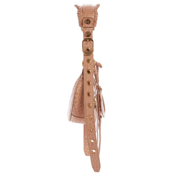 LE CAGOLE SMALL SHOULDER BAG 26 WITH RHINESTONES IN CREPE PINK LAMBSKIN